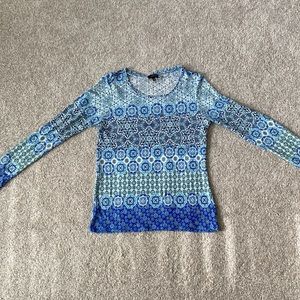 The Limited - Long Sleeve Green and Blue Lightweight Women’s Top